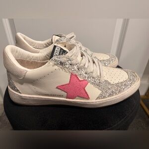Women’s Vintage Havana Glitter Star Sneakers - Pink and Silver